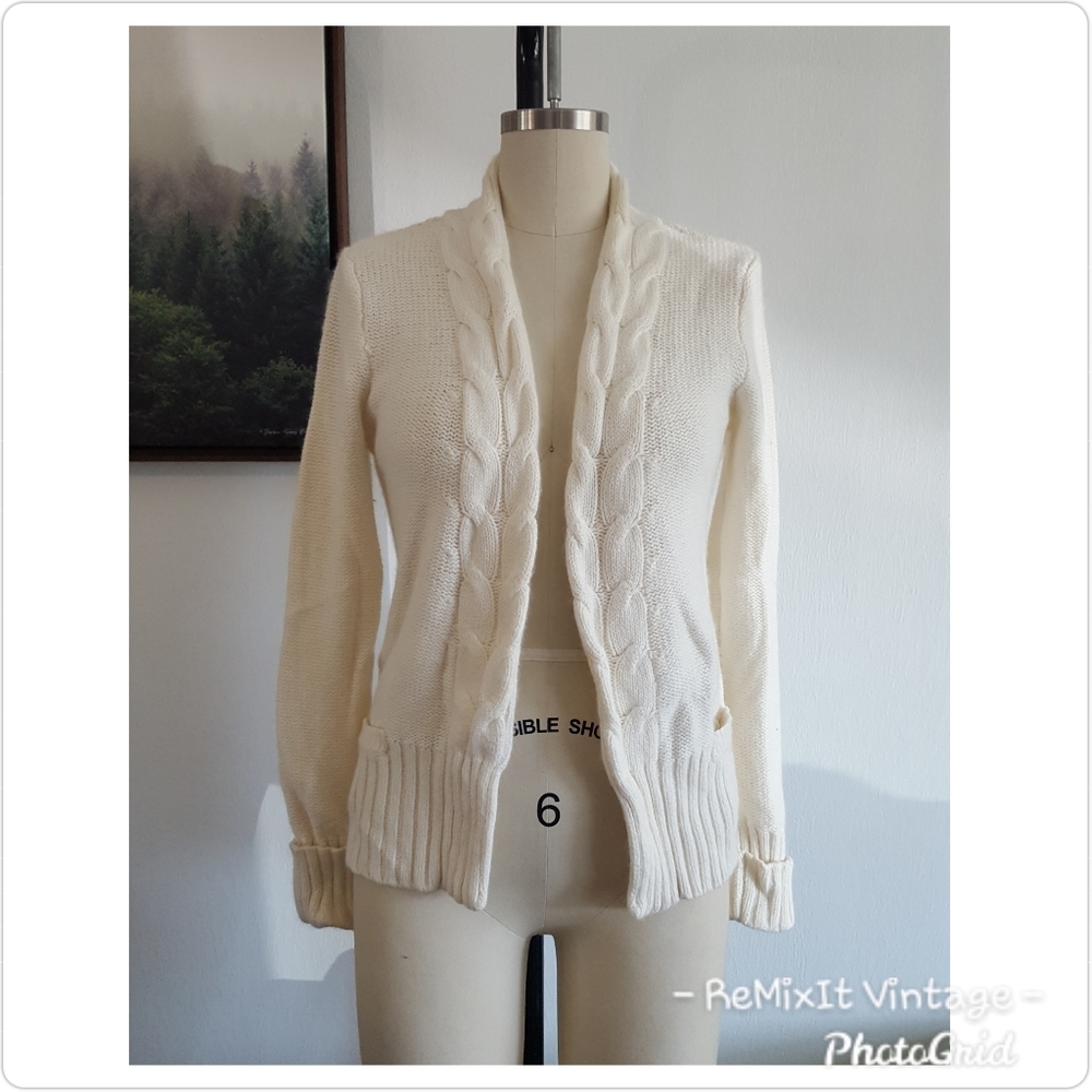 American Eagle Cream Angora Cardigan Sweater Sz M